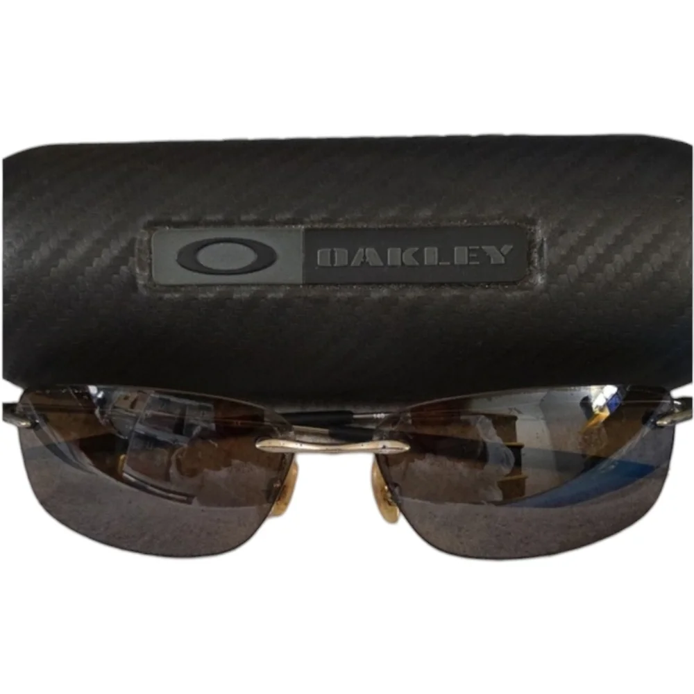 Oakley Nanowire 2.0 Rimless Polorize Sunglasses With Cleaning Cloth Bag And Case